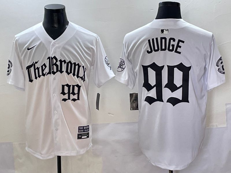 Men 2025 New York Yankees #99 Judge White Five generations Joint Name Nike MLB Jersey style 2